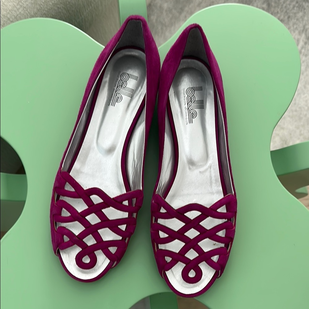 Belle by Sigerson Morrison Fuchsia Suede Flats w/Moroccan Crisscross Detailing
